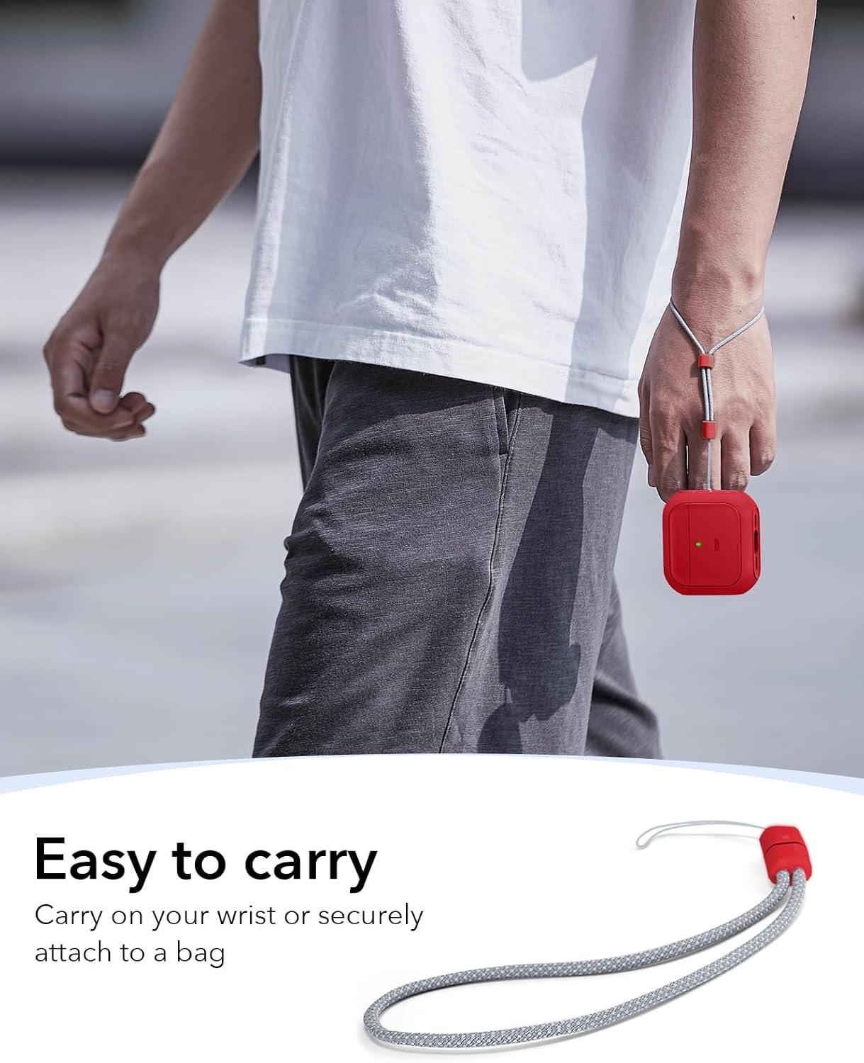 imageESR for AirPods Pro 3 Case Compatible with AirPods Pro 3rd Generation Case 2025 Compatible with MagSafe Full Drop Protection Cover with Lanyard BlackRed