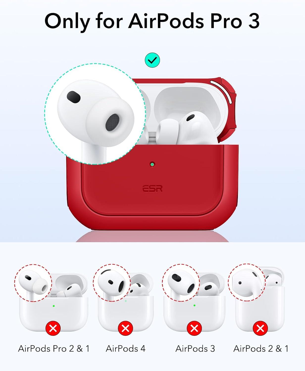 imageESR for AirPods Pro 3 Case Compatible with AirPods Pro 3rd Generation Case 2025 Compatible with MagSafe Full Drop Protection Cover with Lanyard BlackRed