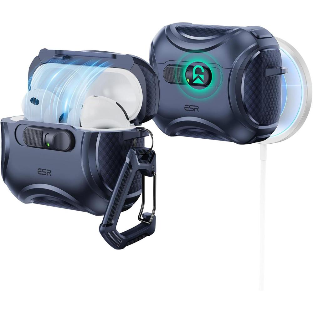 imageESR for AirPods Pro 3 Case 2025 Compatible with Airpods Pro 3rd Generation Case USBC Cable Effortless MagSafe DropProof Lock Easy Open Cyber Series BlackBlue