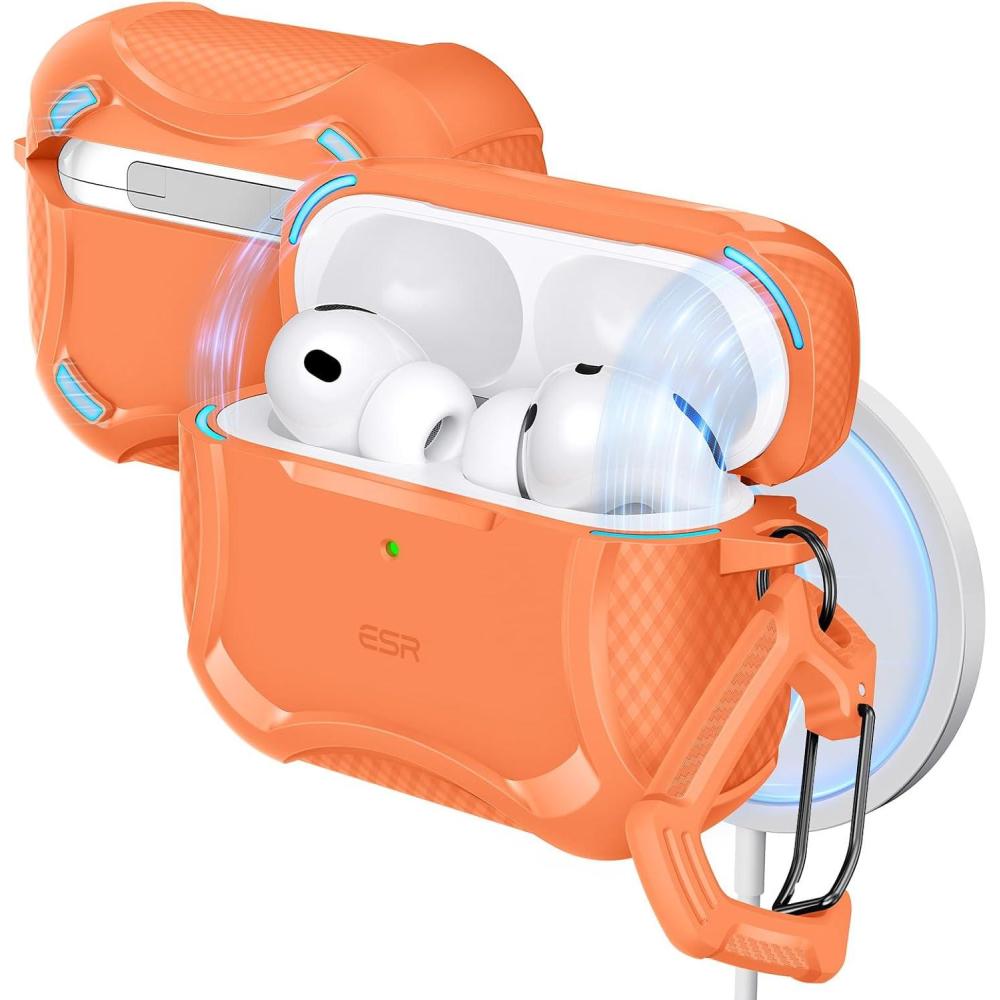 imageESR for AirPods Pro 3 Case 2025 Compatible with Airpods Pro 3rd Generation Case USBC Cable Magnetic Lid MagSafe Ready Powerful Drop Protection Cyber Series BlackOrange