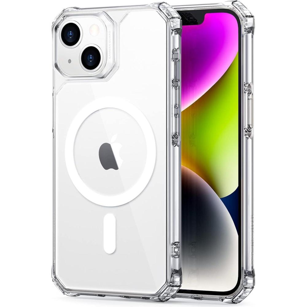 imageESR for iPhone 14iPhone 13 Case MilitaryGrade Protection with ShockAbsorbing Corners ScratchResistant and AntiYellowing Acrylic Back Slim Protective Phone Case AirArmor Series Clear  Shockproof AirGuard Corners ShockAbsorbing YellowingResistant Acrylic BackMClear