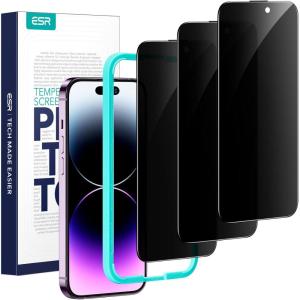 ESR 3 Pack for iPhone 16e/iPhone 14/iPhone 13/iPhone 13 Pro Screen Protector, [9H Hardness] [Military Grade Shatterproof] Tempered Glass Film with Easy Installation Tool, Scratch Resistant(Privacy 3 Pack)