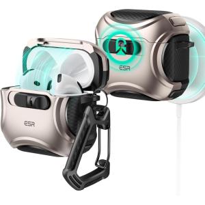 ESR for AirPods Pro 3 Case (2025), Compatible with Airpods Pro 3rd Generation Case (USB-C Cable), Effortless MagSafe, Drop-Proof Lock, Easy Open, Cyber Series, Black(Desert Titanium)