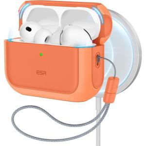 ESR for AirPods Pro 3 Case, Compatible with AirPods Pro 3rd Generation Case (2025), Compatible with MagSafe, Full Drop Protection Cover with Lanyard, Black(Orange)