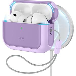 ESR for AirPods Pro 3 Case, Compatible with AirPods Pro 3rd Generation Case (2025), Compatible with MagSafe, Full Drop Protection Cover with Lanyard, Black(Purple)
