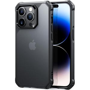 ESR for iPhone 14/iPhone 13 Case, Military-Grade Protection with Shock-Absorbing Corners, Scratch-Resistant and Anti-Yellowing Acrylic Back, Slim Protective Phone Case, Air-Armor Series, Clear | Shockproof, Air-Guard Corners, Shock-Absorbing, Yellowing-Resistant, Acrylic Back(B-Frosted Black)