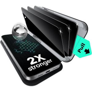 ESR 3 Pack for iPhone 17 Pro Screen Protector, Military-Grade Shatterproof, 9H Hardness, Full Coverage Tempered Glass with Ultra Fit Tray(Privacy 3 Pack)