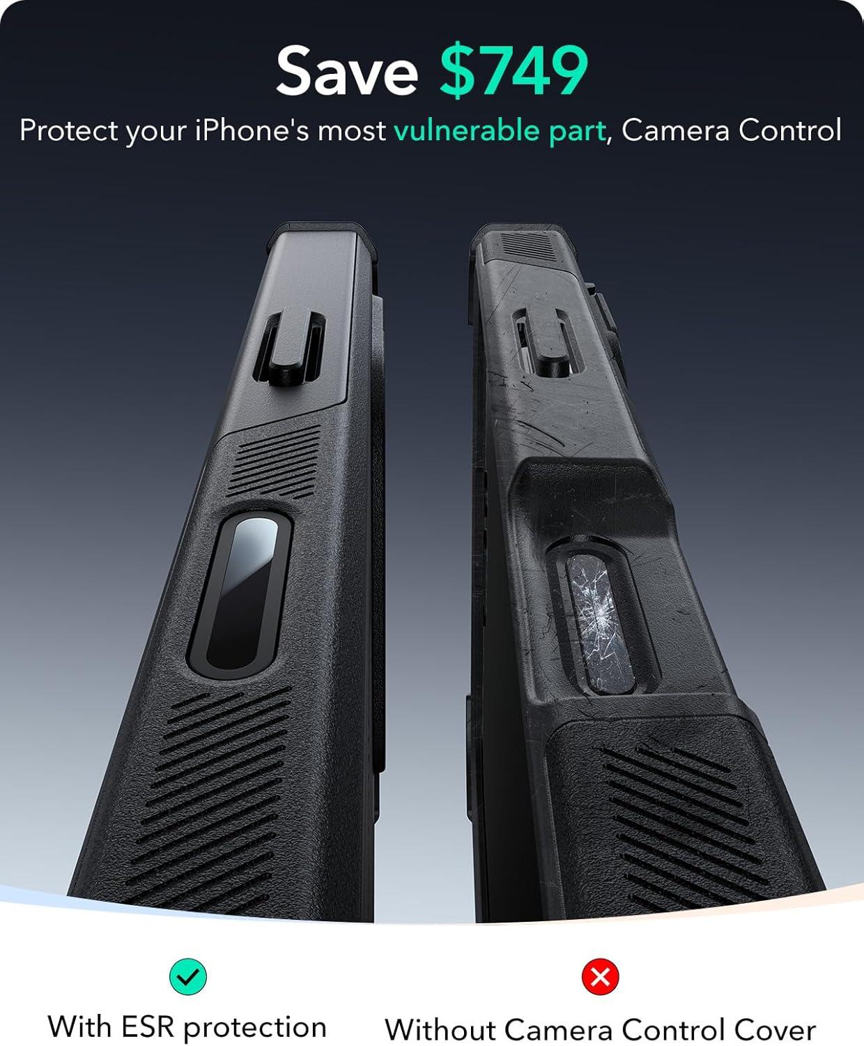 imageESR for iPhone 17 Pro Max Case with Stash Stand 7X MilitaryGrade Drop Protection with Camera Control ShockAbsorbing Phone Rugged Cover Compatible with MagSafe Accessories Cyber Series BlackACamera ControlBlack