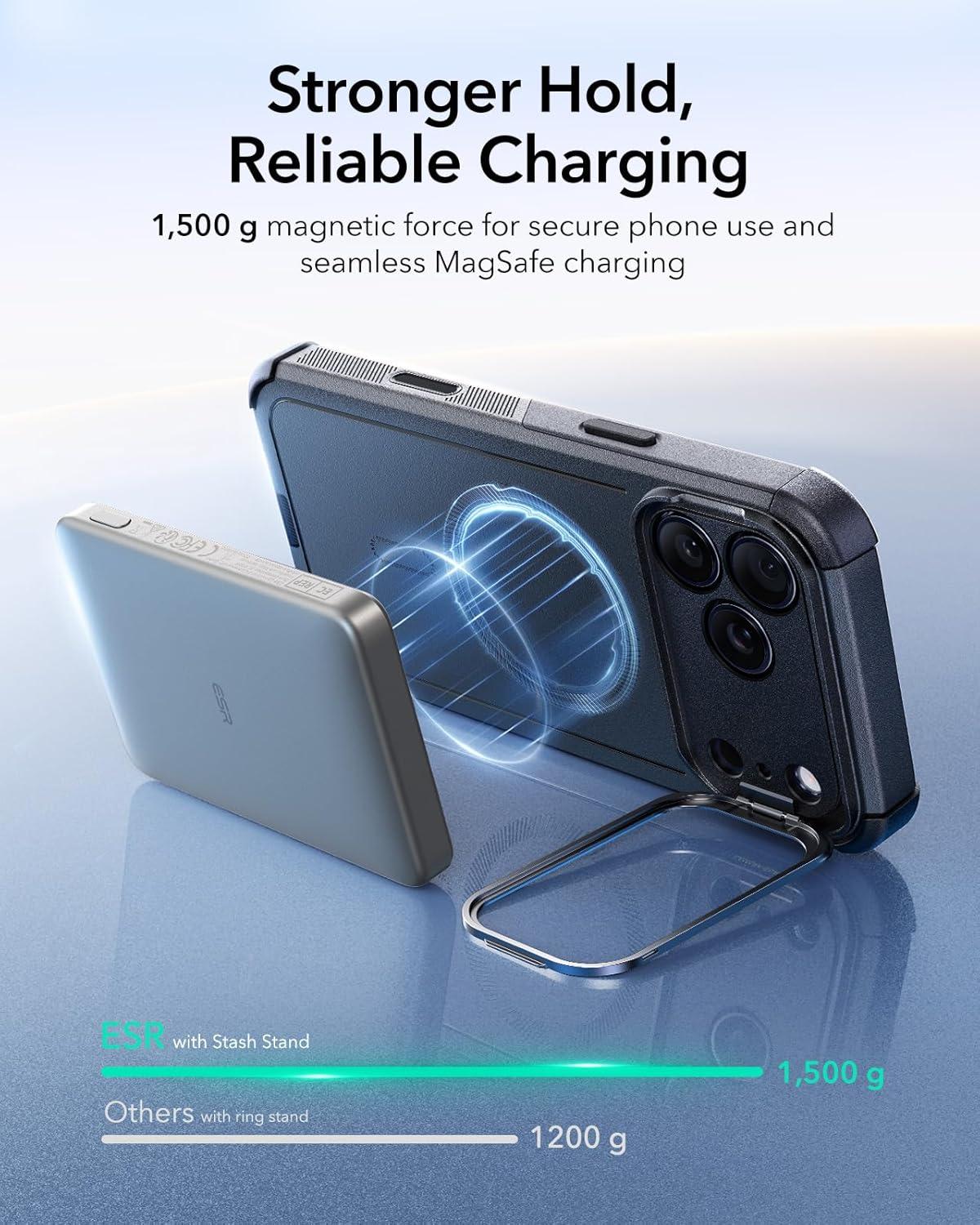 imageESR for iPhone 17 Pro Max Case with Stash Stand 7X MilitaryGrade Drop Protection with Camera Control ShockAbsorbing Phone Rugged Cover Compatible with MagSafe Accessories Cyber Series BlackACamera ControlBlack