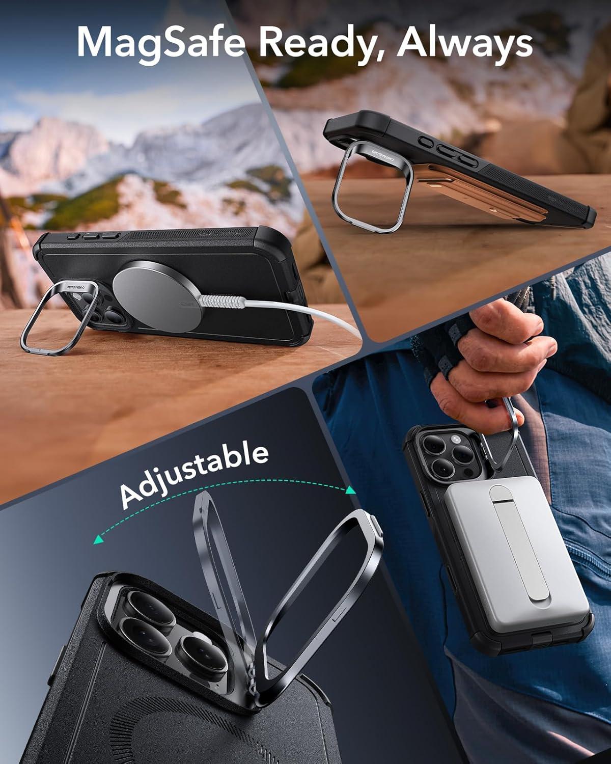 imageESR for iPhone 17 Pro Max Case with Stash Stand 7X MilitaryGrade Drop Protection with Camera Control ShockAbsorbing Phone Rugged Cover Compatible with MagSafe Accessories Cyber Series BlackACamera ControlBlack