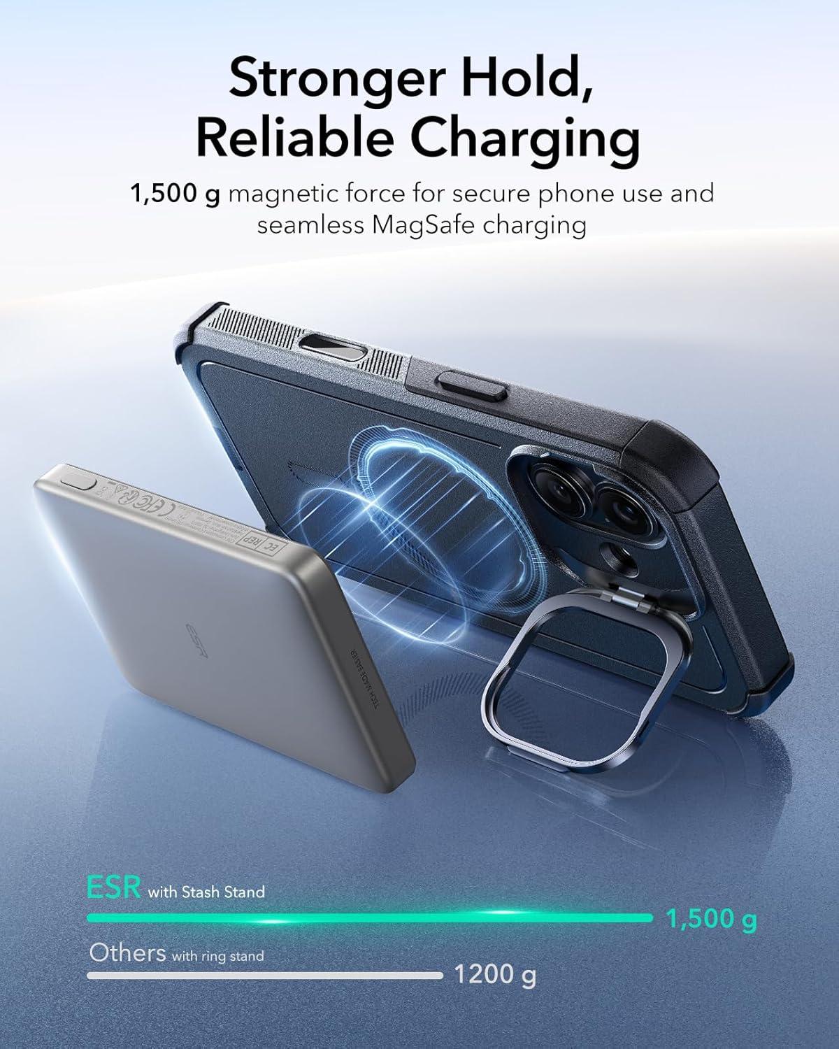 imageESR for iPhone 17 Pro Max Case with Stash Stand 7X MilitaryGrade Drop Protection with Camera Control ShockAbsorbing Phone Rugged Cover Compatible with MagSafe Accessories Cyber Series BlackACamera ControlBlack