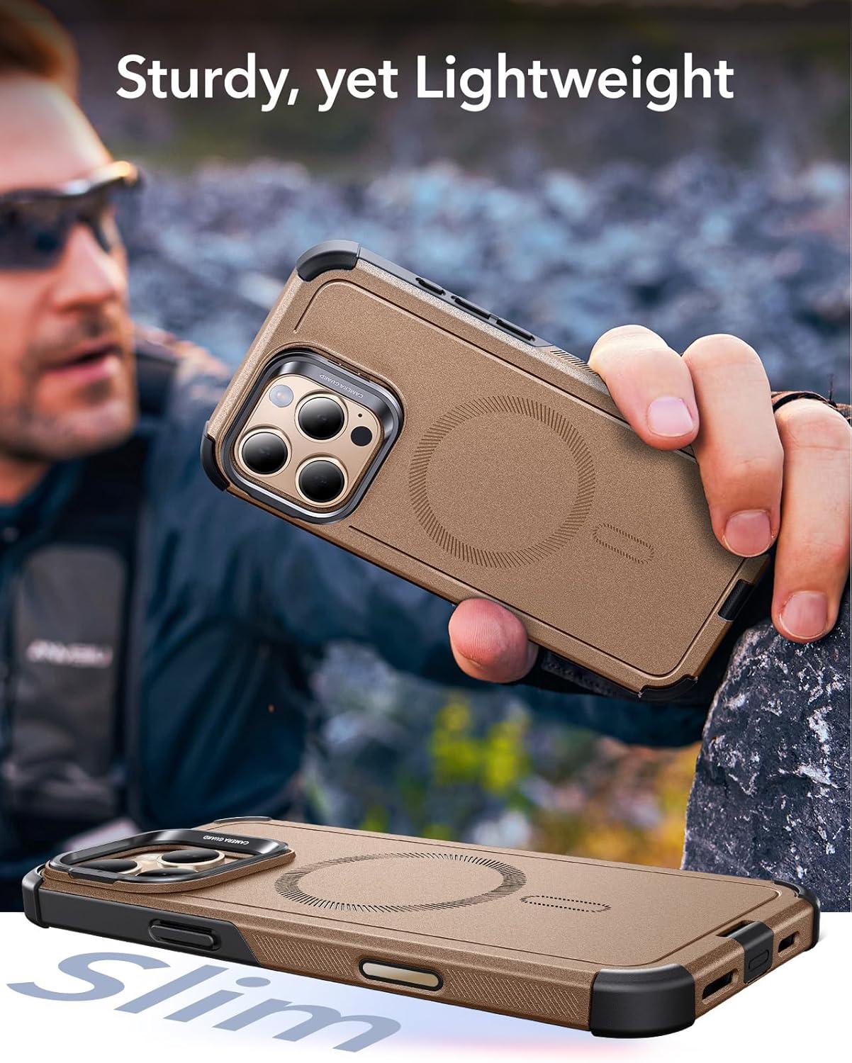 imageESR for iPhone 17 Pro Max Case with Stash Stand 7X MilitaryGrade Drop Protection with Camera Control ShockAbsorbing Phone Rugged Cover Compatible with MagSafe Accessories Cyber Series BlackACamera ControlGold