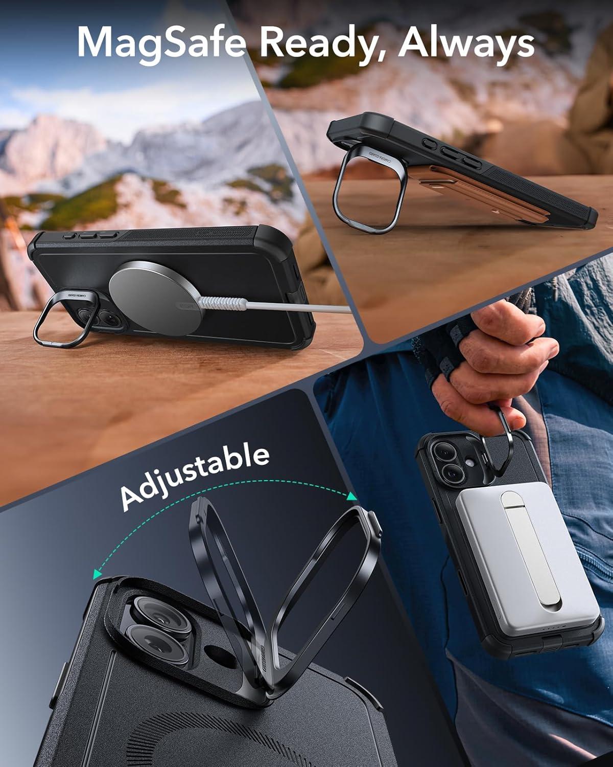 imageESR for iPhone 17 Pro Max Case with Stash Stand 7X MilitaryGrade Drop Protection with Camera Control ShockAbsorbing Phone Rugged Cover Compatible with MagSafe Accessories Cyber Series BlackACamera ControlBlack