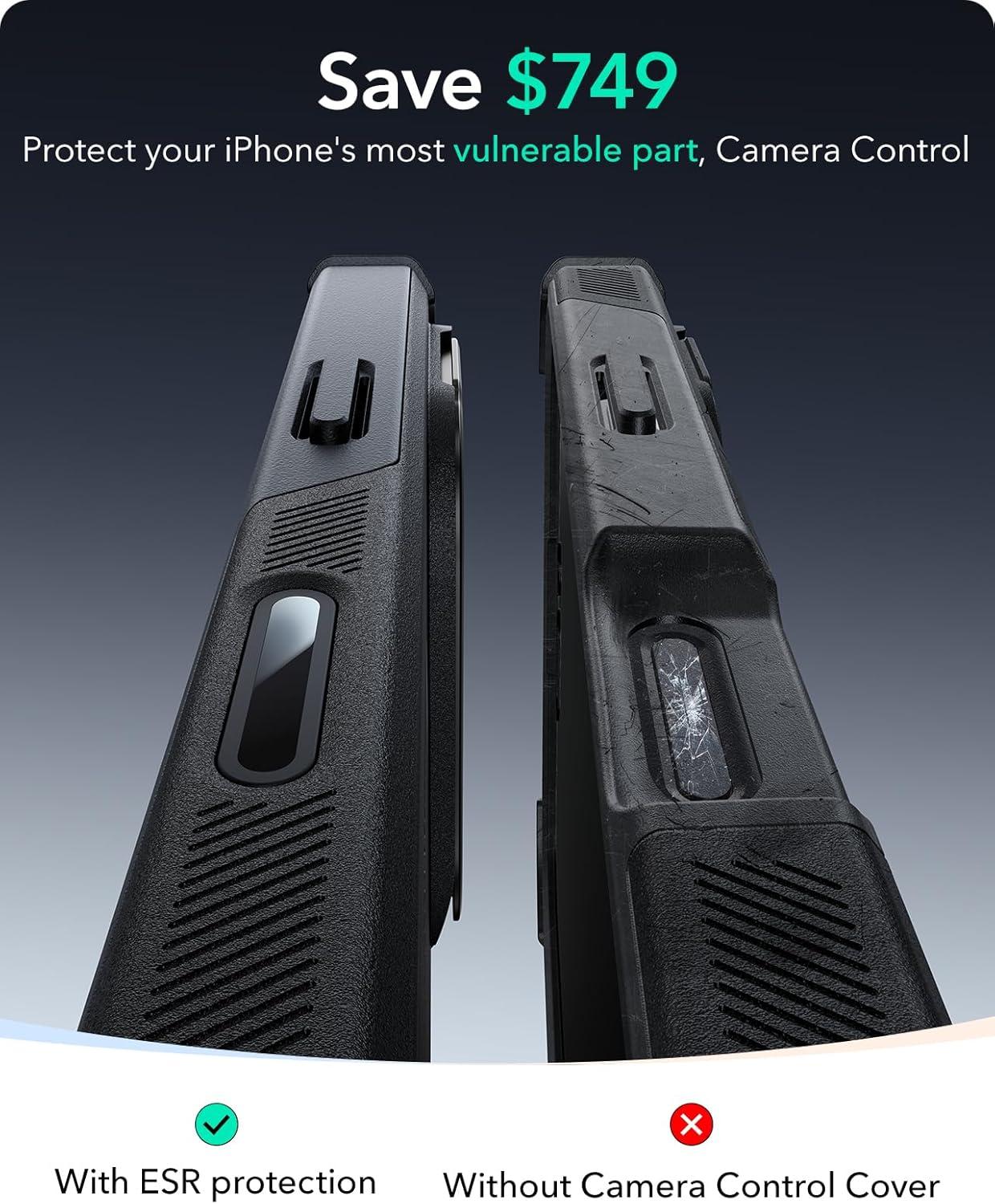 imageESR for iPhone 17 Pro Max Case with Stash Stand 7X MilitaryGrade Drop Protection with Camera Control ShockAbsorbing Phone Rugged Cover Compatible with MagSafe Accessories Cyber Series BlackACamera ControlBlack