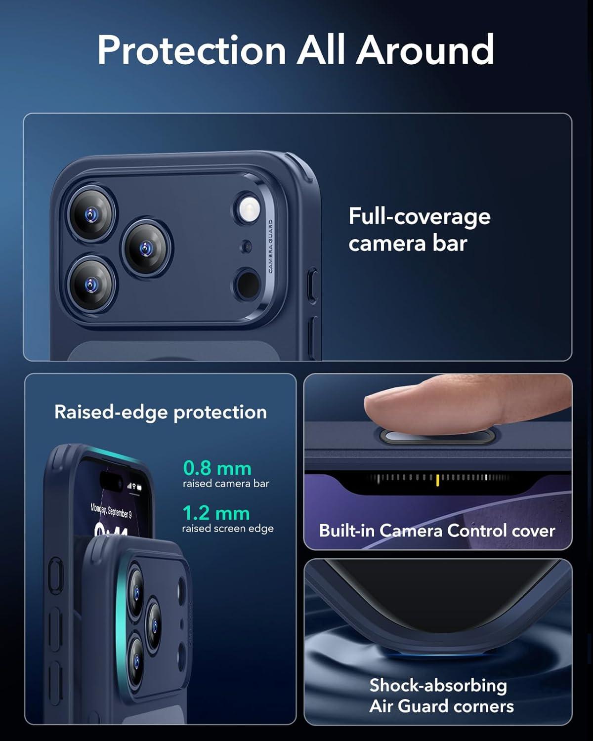 imageESR for iPhone 17 Pro Max Case Camera Control Compatible with MagSafe Shockproof MilitaryGrade Protection Magnetic Phone Case for iPhone 17 Pro Max Classic Hybrid Case Frosted Blue