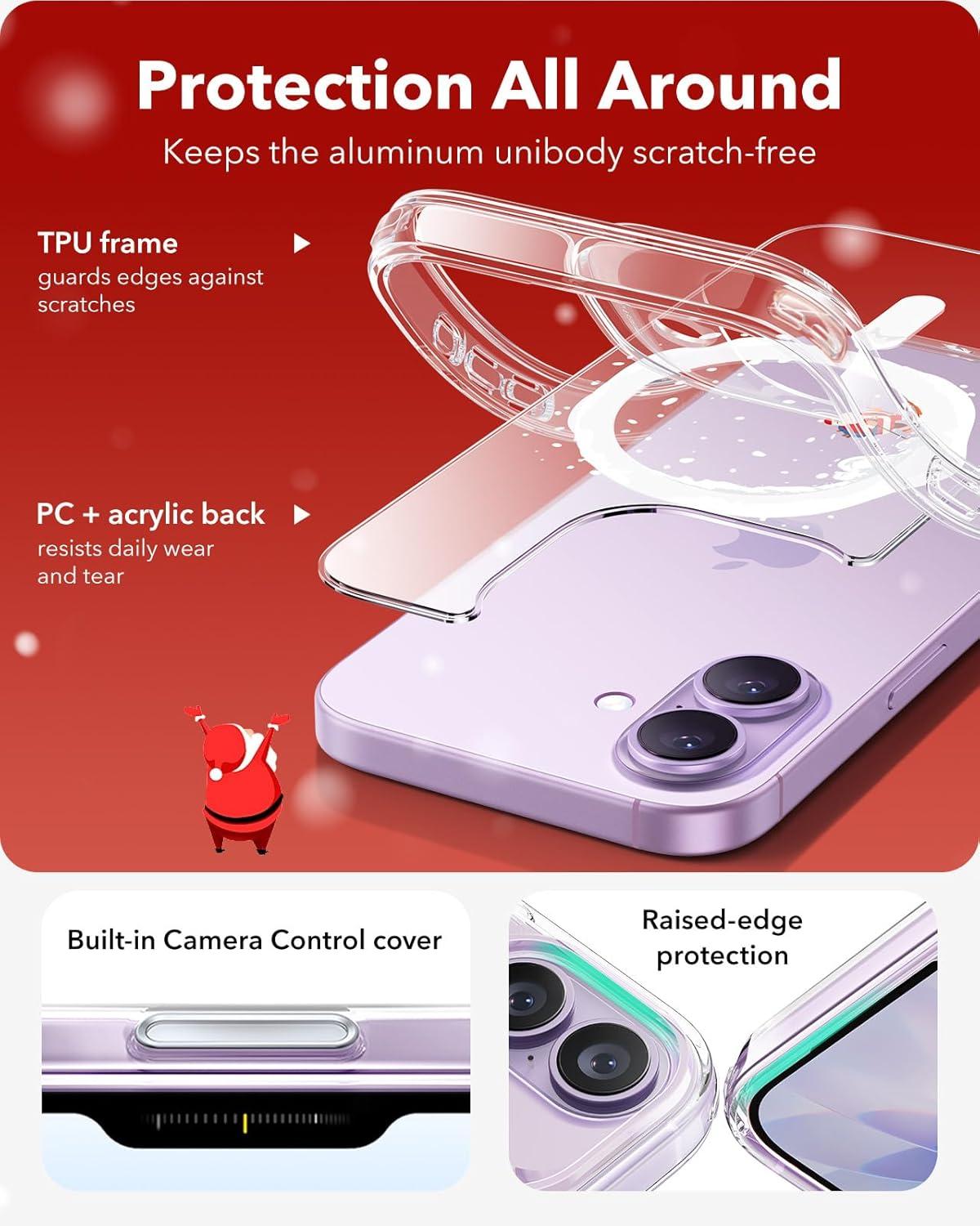 imageESR for iPhone Air Case Camera Control Compatible with MagSafe Shockproof MilitaryGrade Protection Magnetic Phone Case for iPhone 17 Air Case ClearASanta Skater