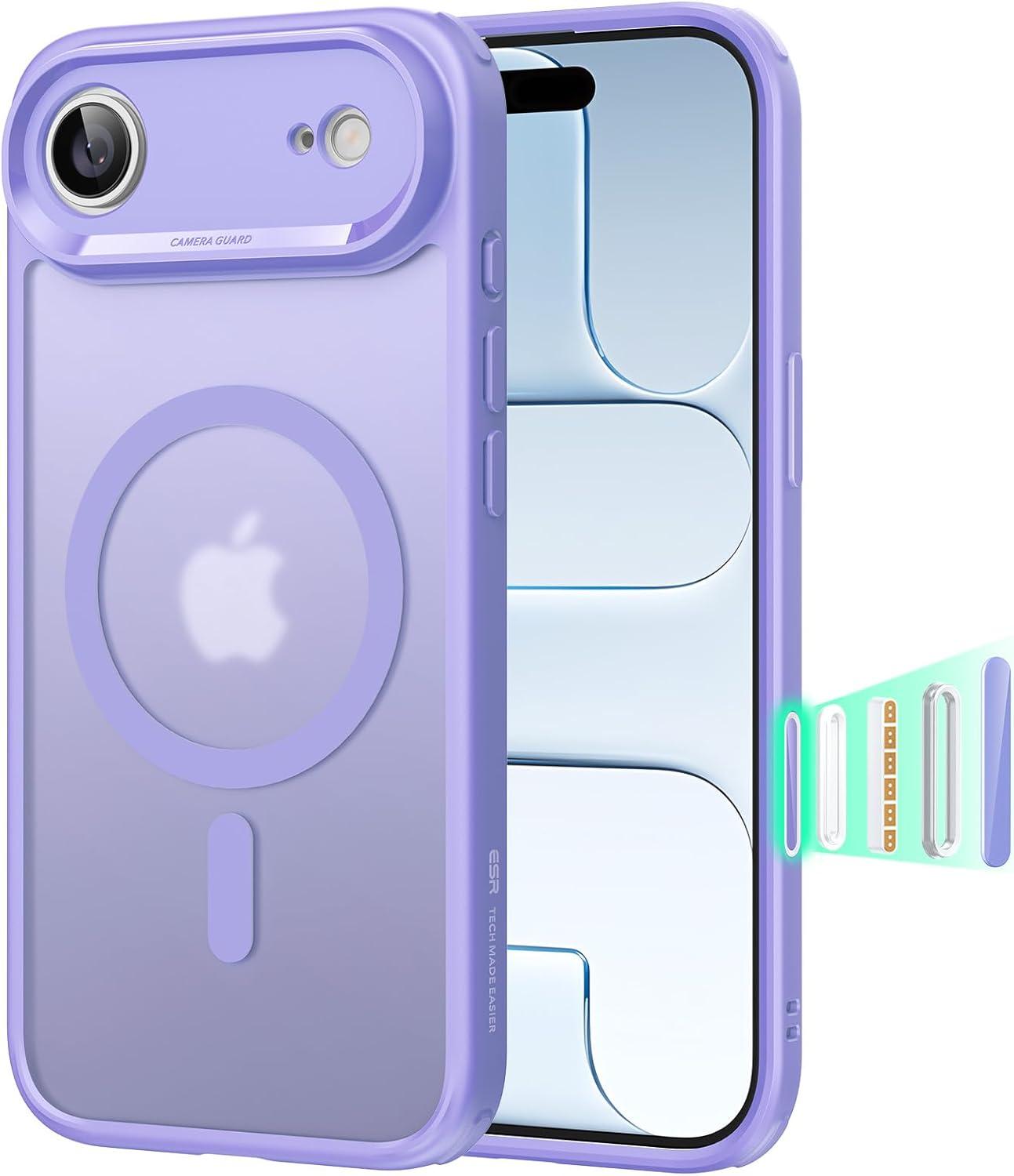 imageESR for iPhone Air Case Camera Control Compatible with MagSafe Shockproof MilitaryGrade Protection Magnetic Phone Case for iPhone 17 Air Case ClearBFrosted Purple