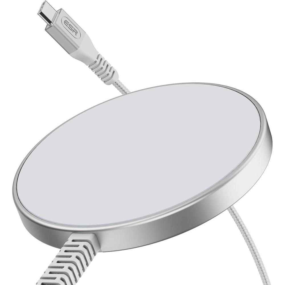 imageESR for Magsafe Charger with Kickstand 15W Wireless Charger Magsafe Charger for iPhone 171615141312 AirPods 43ProPro 2Galaxy S25Strong Magnetic Charging Pad with TypeC CableBlackSliver