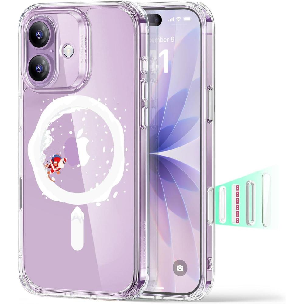 imageESR for iPhone Air Case Camera Control Compatible with MagSafe Shockproof MilitaryGrade Protection Magnetic Phone Case for iPhone 17 Air Case ClearASanta Skater