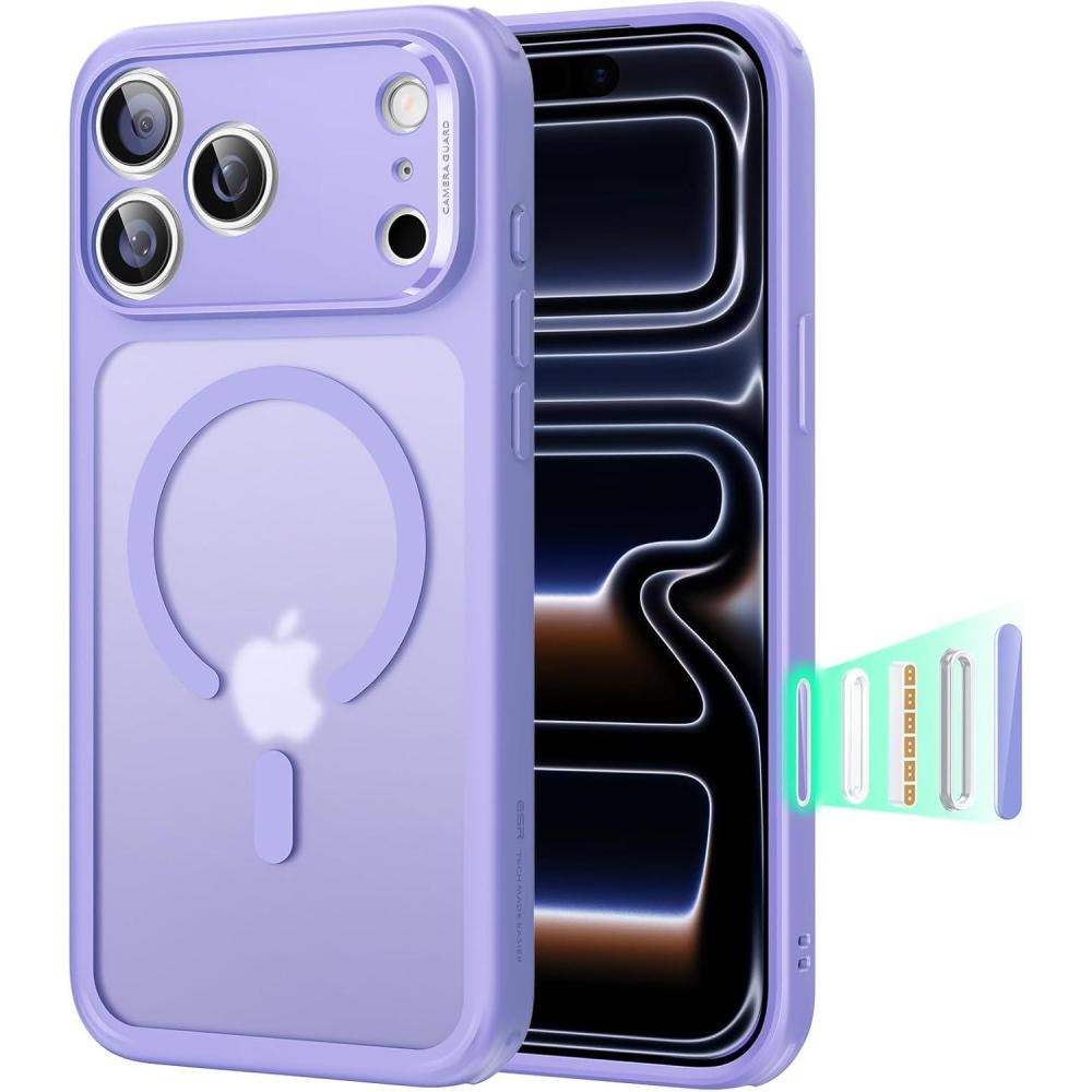 imageESR for iPhone Air Case Camera Control Compatible with MagSafe Shockproof MilitaryGrade Protection Magnetic Phone Case for iPhone 17 Air Case ClearBFrosted Purple
