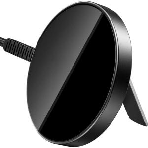 ESR for Magsafe Charger with Kickstand, 15W Wireless Charger, Magsafe Charger for iPhone 17/16/15/14/13/12, AirPods 4/3/Pro/Pro 2,Galaxy S25,Strong Magnetic Charging Pad with Type-C Cable,Black(Black with Stand)