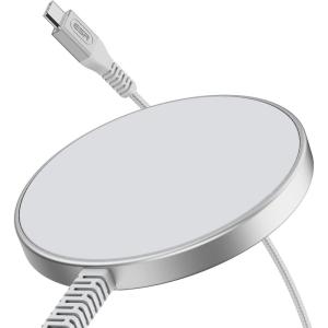 ESR for Magsafe Charger with Kickstand, 15W Wireless Charger, Magsafe Charger for iPhone 17/16/15/14/13/12, AirPods 4/3/Pro/Pro 2,Galaxy S25,Strong Magnetic Charging Pad with Type-C Cable,Black(Sliver)
