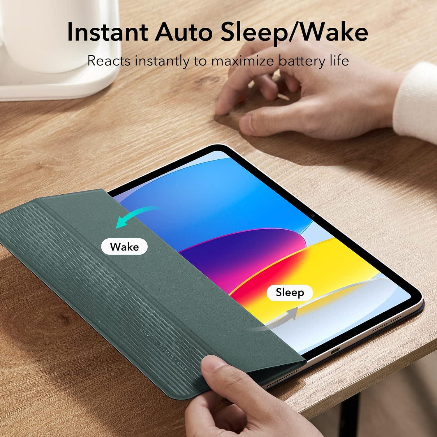 imageESR for iPad A16 11th10th Generation Case20252022109 Inch Convenient Magnetic Attachment TwoWay Trifold Stand Lightweight Protection Auto SleepWake Rebound Series BlackGreen