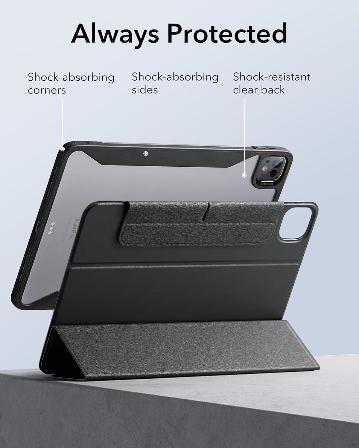 imageESR for iPad Pro 11 Inch Case M5M4 20252024 Removable Magnetic Cover with Pencil Holder Vertical Stand Fully Supports Pencil Pro and Pencil USBC Rebound 360 Series BlackBlack