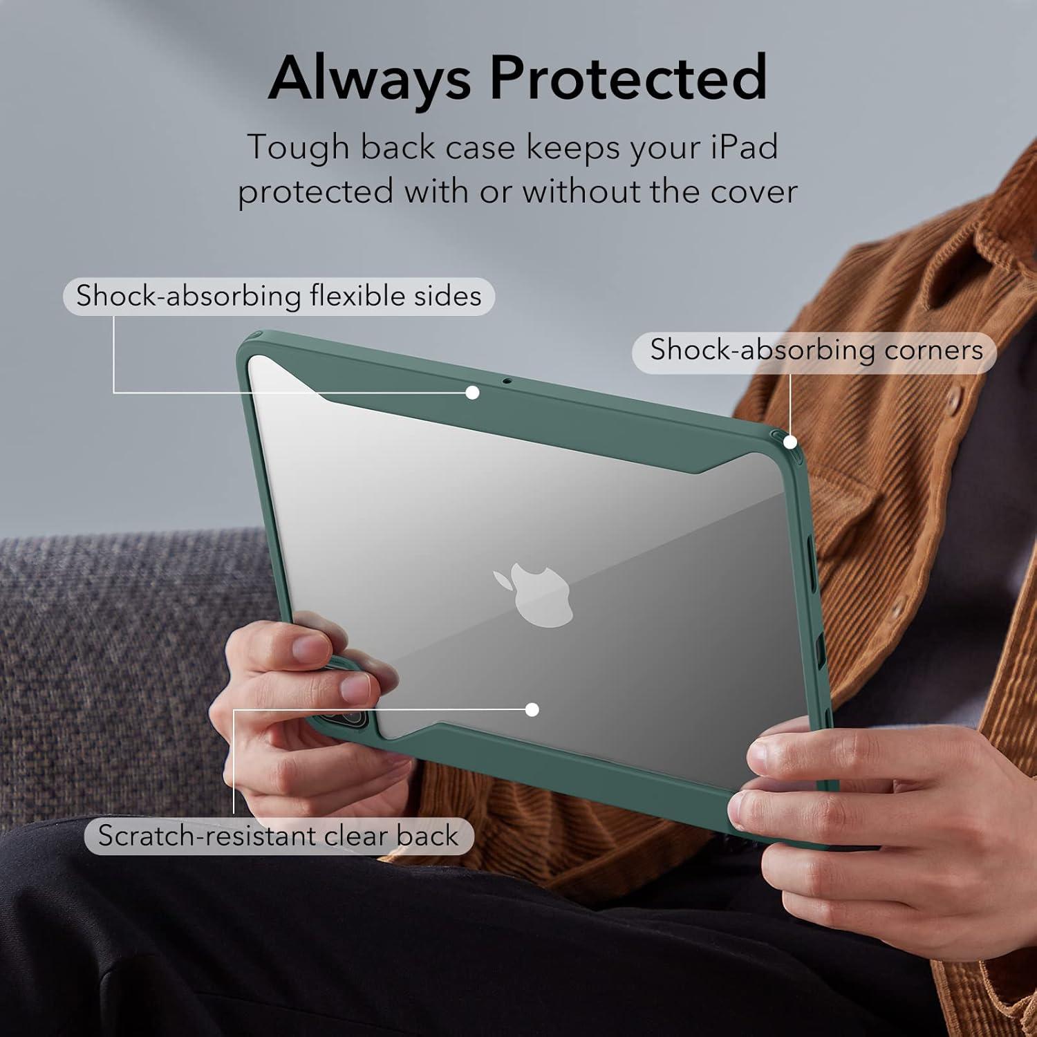 imageESR for iPad Pro 11 Inch Case M5M4 20252024 Removable Magnetic Cover with Pencil Holder Vertical Stand Fully Supports Pencil Pro and Pencil USBC Rebound 360 Series BlackGreen