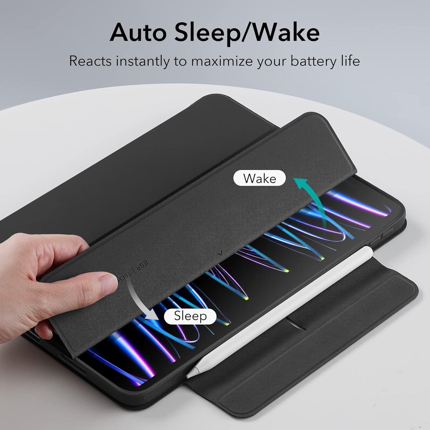 imageESR for iPad Pro 11 Inch Case M5M4 20252024 Removable Magnetic Cover with Pencil Holder Vertical Stand Fully Supports Pencil Pro and Pencil USBC Rebound 360 Series BlackBlack