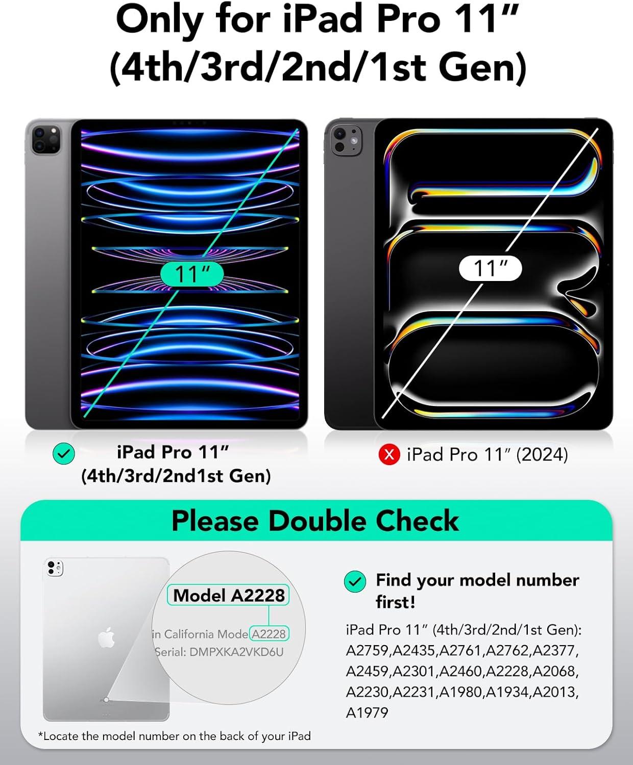 imageESR for iPad Pro 11 Inch Case M5M4 20252024 Removable Magnetic Cover with Pencil Holder Vertical Stand Fully Supports Pencil Pro and Pencil USBC Rebound 360 Series BlackBlack