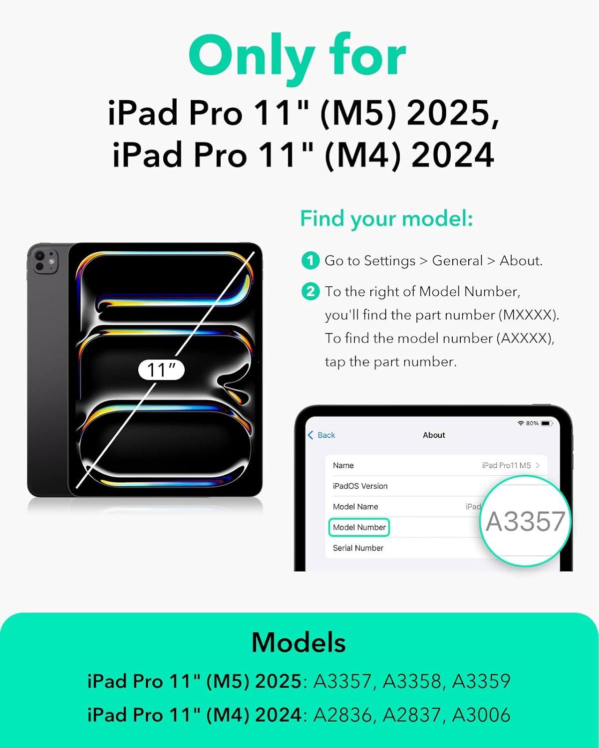 imageESR for iPad Pro 11 Inch Case M5M4 20252024 Rotating Case with Removable Magnetic Cover Adjustable PortraitLandscape Stand 9 Standing Angles Shift Series BlueTitanium