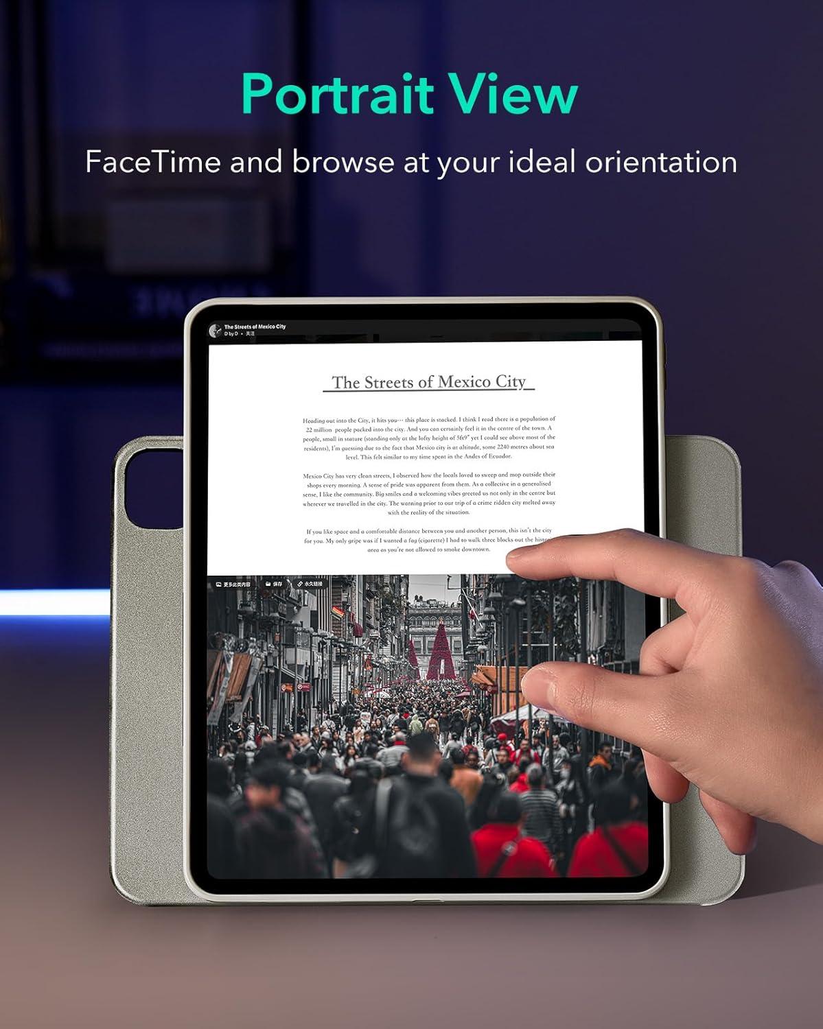 imageESR for iPad Pro 11 Inch Case M5M4 20252024 Rotating Case with Removable Magnetic Cover Adjustable PortraitLandscape Stand 9 Standing Angles Shift Series BlueTitanium