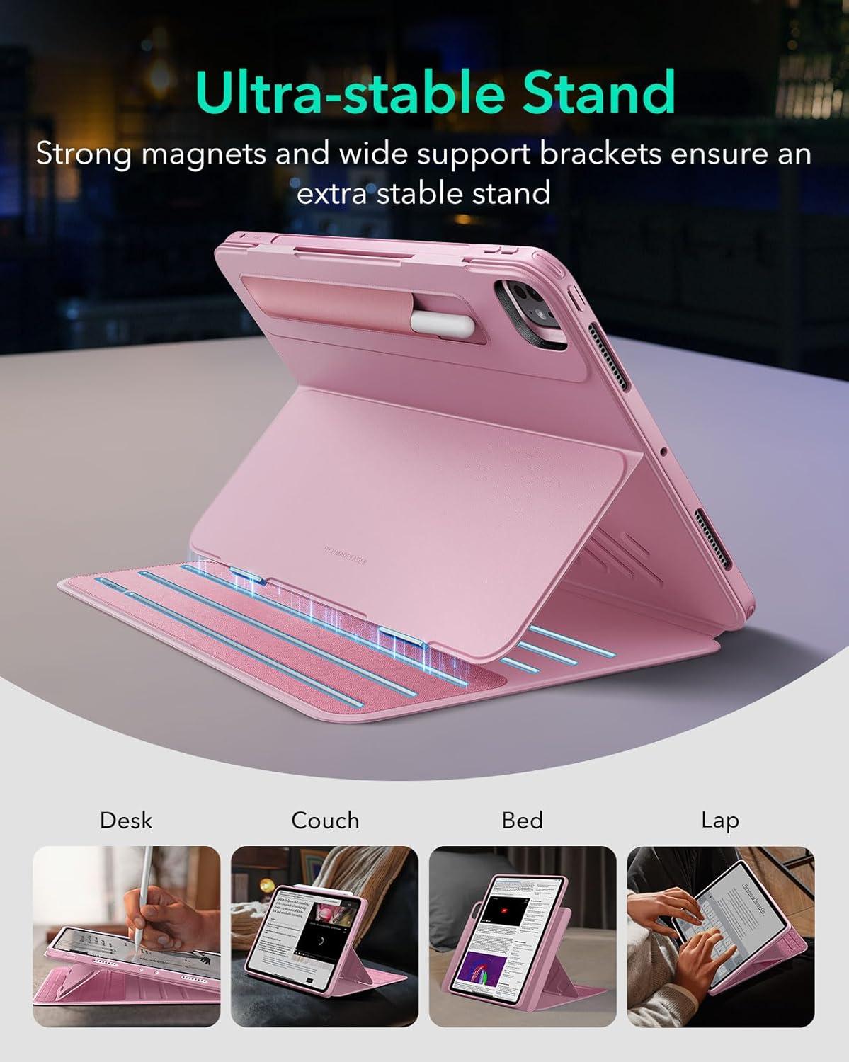 imageESR for iPad Pro 13 Inch Case M5M4 20252024 Rotating Case with Removable Magnetic Cover Adjustable PortraitLandscape Stand 9 Standing Angles Shift Series BlackPink