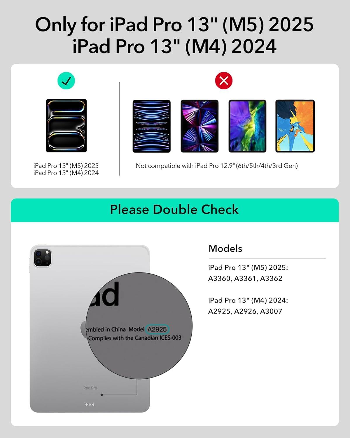 imageESR iPad Pro 13 Inch Case with Keyboard M5M4 20252024 iPad Pro 13 Keyboard Case with EasySet Magnetic Stand PortraitRaised Modes for iPad Pro 13 Removable Rebound 360 Series PirplePurple