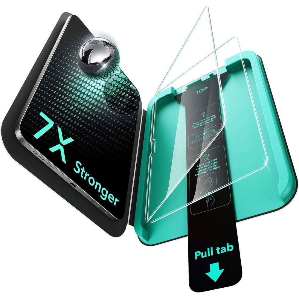 imageESR 2 Pack Armorite Screen Protector for iPad Pro 13 Inch M5M4 20252024 Military Grade Protection 9H Hardness Tempered Glass Film with UltraFit Tray HD Clarity Dust and Bubble Free2 Pack Armorite