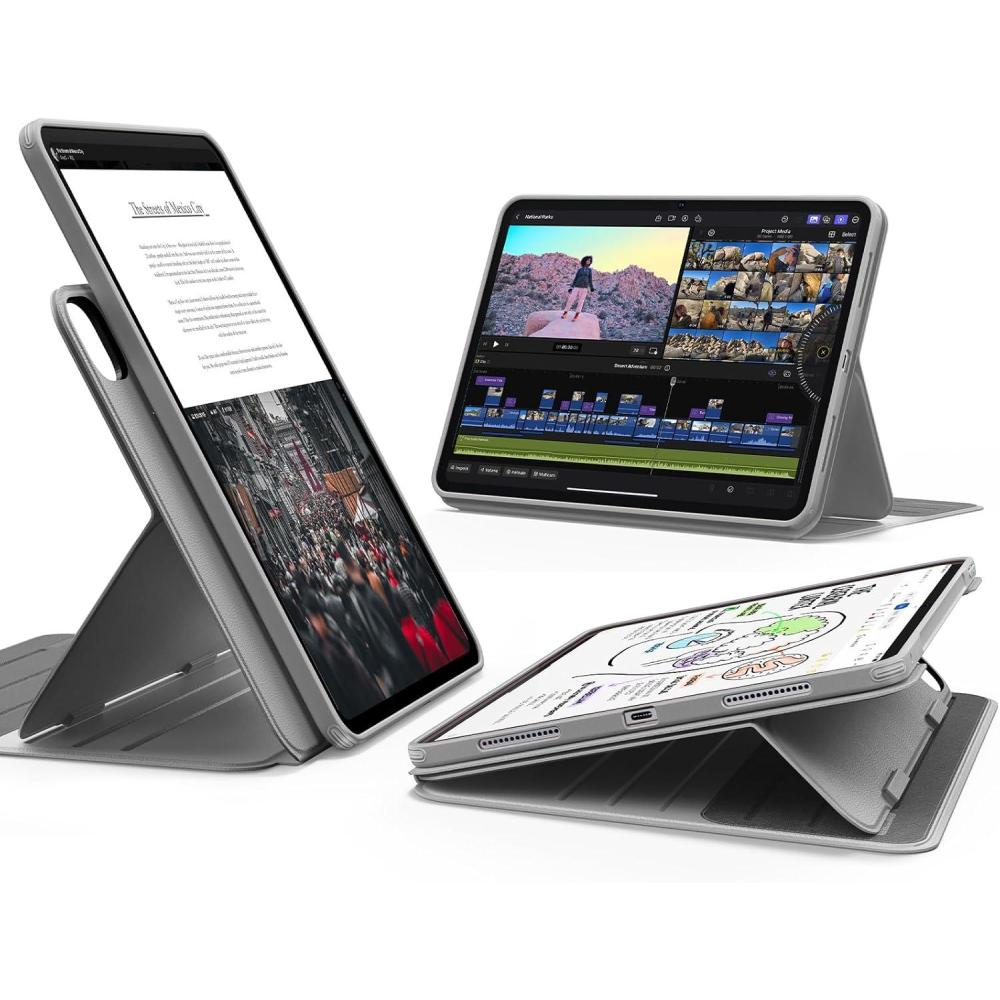 imageESR for iPad Pro 11 Inch Case M5M4 20252024 Rotating Case with Removable Magnetic Cover Adjustable PortraitLandscape Stand 9 Standing Angles Shift Series BlueGrey