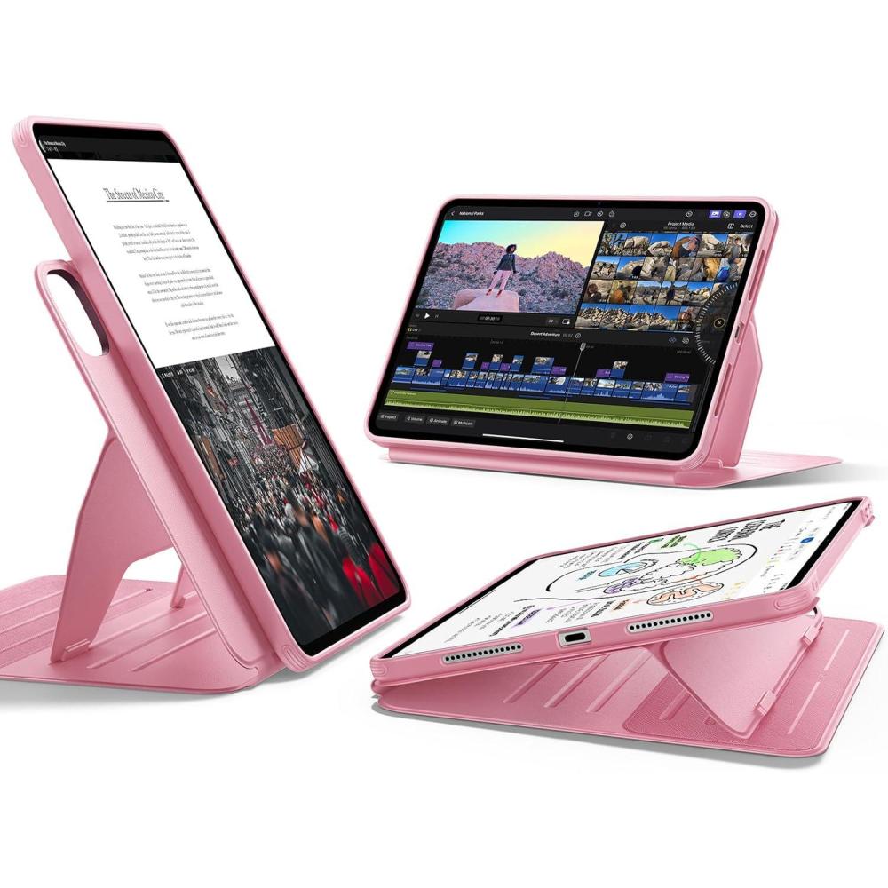 imageESR for iPad Pro 11 Inch Case M5M4 20252024 Rotating Case with Removable Magnetic Cover Adjustable PortraitLandscape Stand 9 Standing Angles Shift Series BluePink