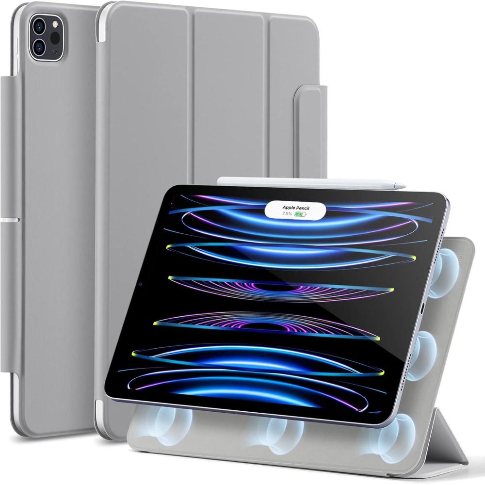 imageESR for iPad Pro 11 Inch Case M5M4 20252024 Strong Magnetic Attachment Slim Trifold Stand Case Supports Pencil Pro and PencilUSBC Tough Protection Auto SleepWake Rebound Series GreenGray