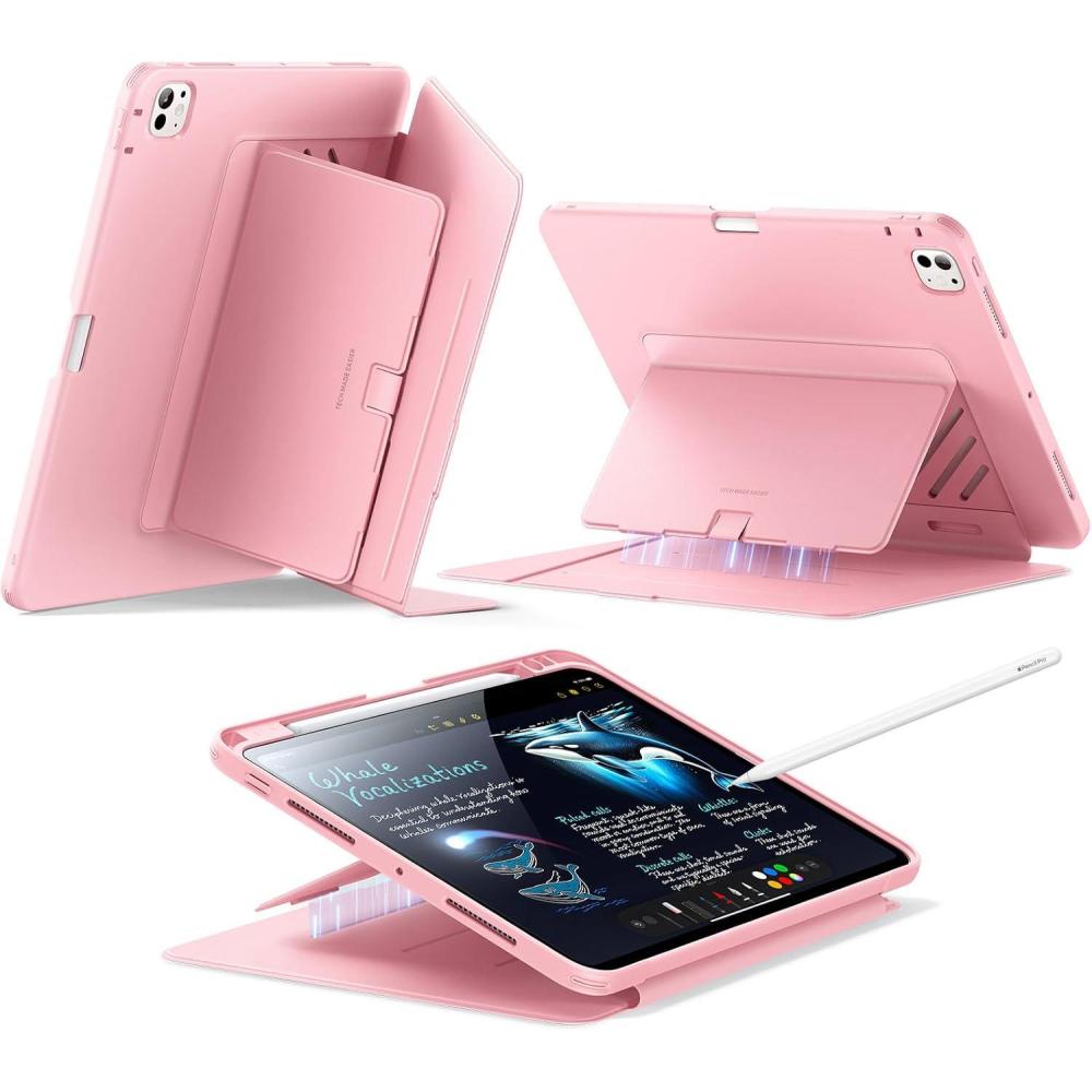 imageESR for iPad Pro 11 Inch Case M5M4 20252024 Vertical Stand Cover Multi Stand Angles UltraStable Case with Pencil Holder Flip Series BlackPink
