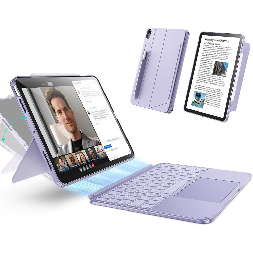 imageESR for iPad Pro 11 M5M4 20252024 Case with Keyboard Magnetic Detachable Keyboard PortraitLandscape Modes Large ClickAnywhere Trackpad Backlit Keys Shift Series Dark GrayPurple