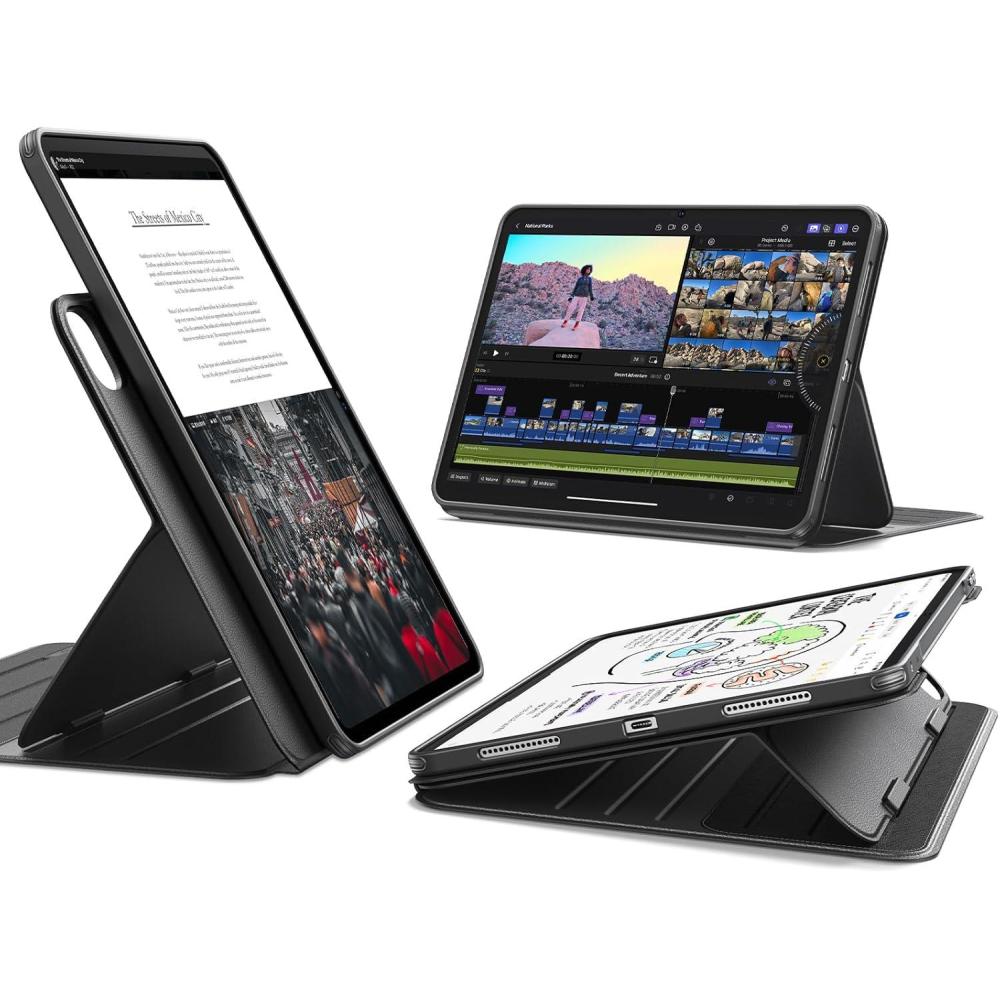 imageESR for iPad Pro 13 Inch Case M5M4 20252024 Rotating Case with Removable Magnetic Cover Adjustable PortraitLandscape Stand 9 Standing Angles Shift Series BlackBlack