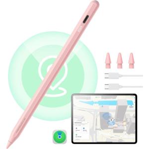 ESR Geo Digital iPad Pencil Findmy Compatible with Apple iPad 2018-2025,with Easy Shortcuts for Apple iPad A16/10/9/8 & Air 13/11 & Pro 12.9/13/11 & Mini 7/6/5,White(No Wireless Charging)(Pink)