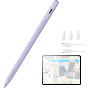 ESR Geo Digital iPad Pencil Findmy Compatible with Apple iPad 2018-2025,with Easy Shortcuts for Apple iPad A16/10/9/8 & Air 13/11 & Pro 12.9/13/11 & Mini 7/6/5,White(No Wireless Charging)(Purple)