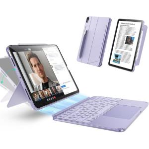 ESR for iPad Pro 11″ (M5/M4, 2025/2024) Case with Keyboard, Magnetic Detachable Keyboard, Portrait/Landscape Modes, Large Click-Anywhere Trackpad, Backlit Keys, Shift Series, Dark Gray(Purple)