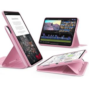 ESR for iPad Pro 13 Inch Case (M5/M4) 2025/2024, Rotating Case with Removable Magnetic Cover, Adjustable Portrait/Landscape Stand, 9 Standing Angles, Shift Series, Black(Pink)