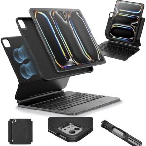 ESR iPad Pro 11 Inch Case with Keyboard (M5/M4, 2025/2024), iPad Pro 11(5th) Keyboard Case with Easy-Set Magnetic Stand, Portrait/Landscape Modes, Removable Protective Case, Rebound 360 Series, White(Black)