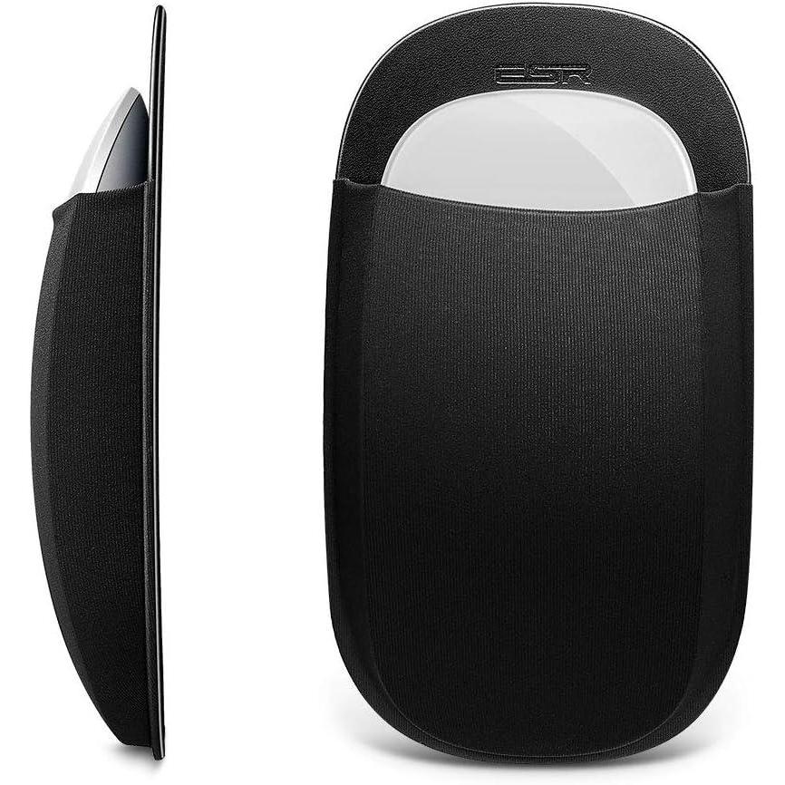 imageESR Slim Mouse Holder Case for Magic Mouse with Reusable Adhesive No Glue Residue Compact Elastic PouchCarrying Sleeve Can Be Attached to iPad or MacBook Black