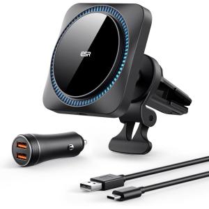 ESR for 15W MagSafe Car Mount Charger with CryoBoost, Made for Apple-Certified, for MagSafe Car Mount, Magnetic Wireless Car Charger for iPhone 17/16/15/14/13/12, Fast Charging, Phone-Cooling Charger(Upgraded Car Charger Set)