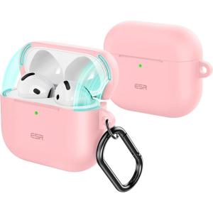 ESR for AirPods 4 Case (HaloLock), Compatible with AirPods 4th Generation Case (2024) (USB-C), Compatible with MagSafe, Full Drop Protection Cover with Carabiner, Magnetic Lid Lock, Black(Pink)